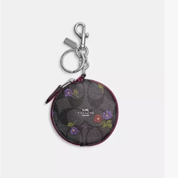 NWT Coach Black Floral Coin Pouch - Picture 13 of 13